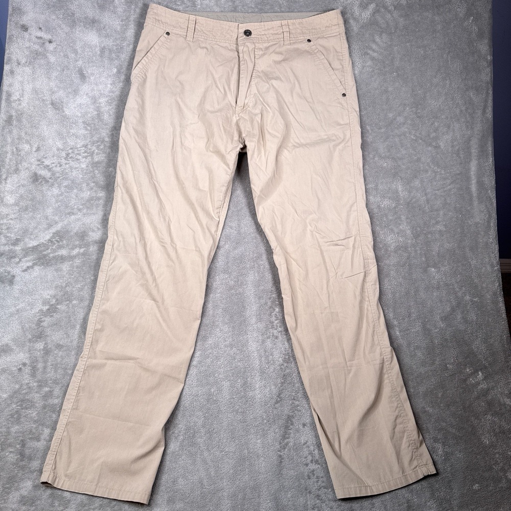 Kuhl Kontra Pants Mens 36x34 Beige Lightweight Hiking Pocket Outdoors